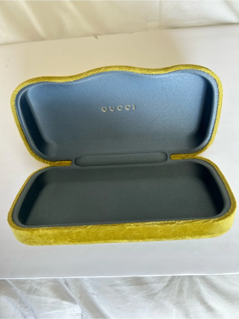 Gucci Yellow Velvet Eyewear Case with Blue Interior